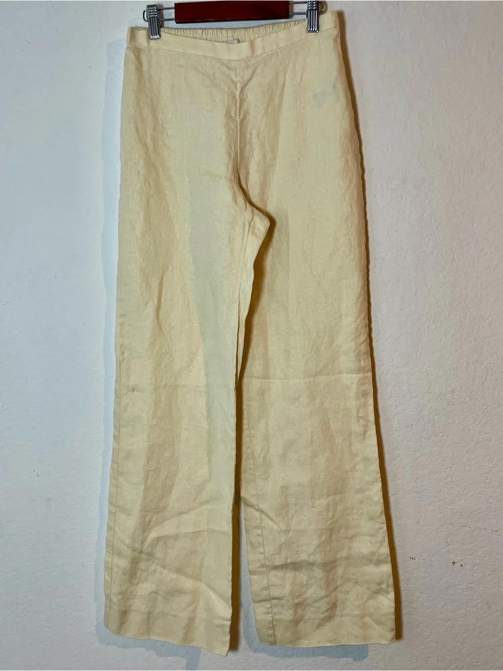 Reformation XS Linen Relaxed Wide Leg Pants Light Yellow